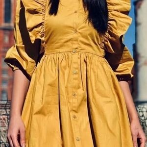 Zara Golden Yellow Ruffle Dress